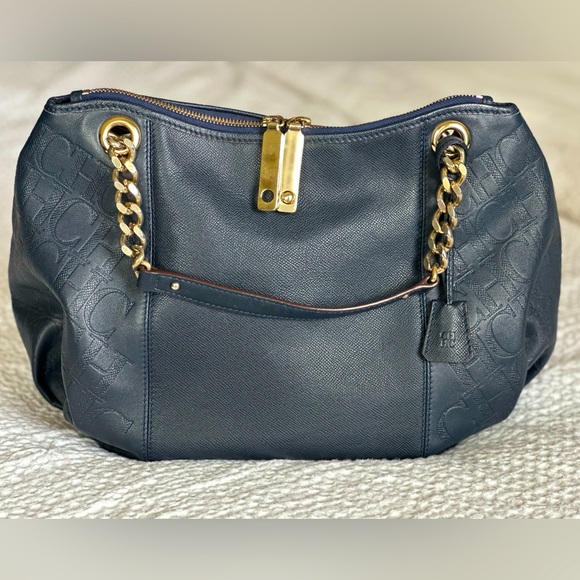 Carolina Herrera navy leather handbag - Picture 1 of 5